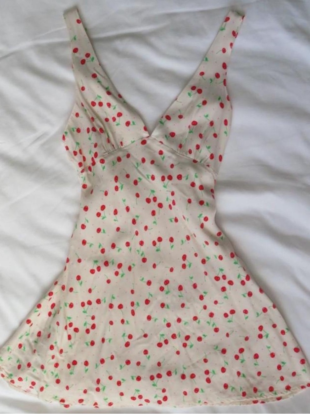 Zara Cherry Print V-Neck Slip Dress